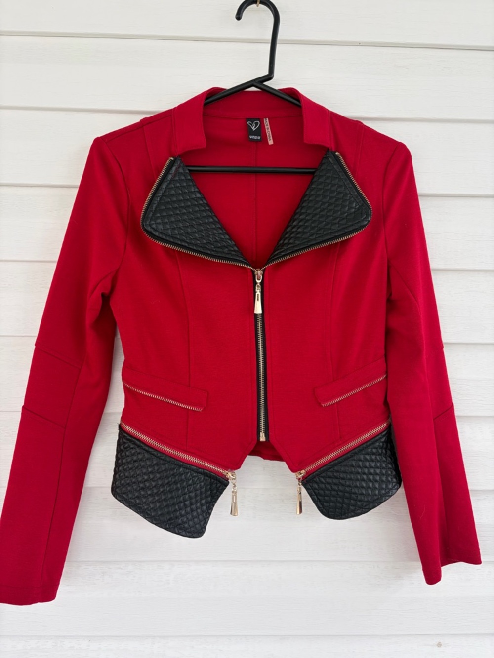 Windsor Red Black Fitted Blazer Statement Going Out Chic Tailored Jacket